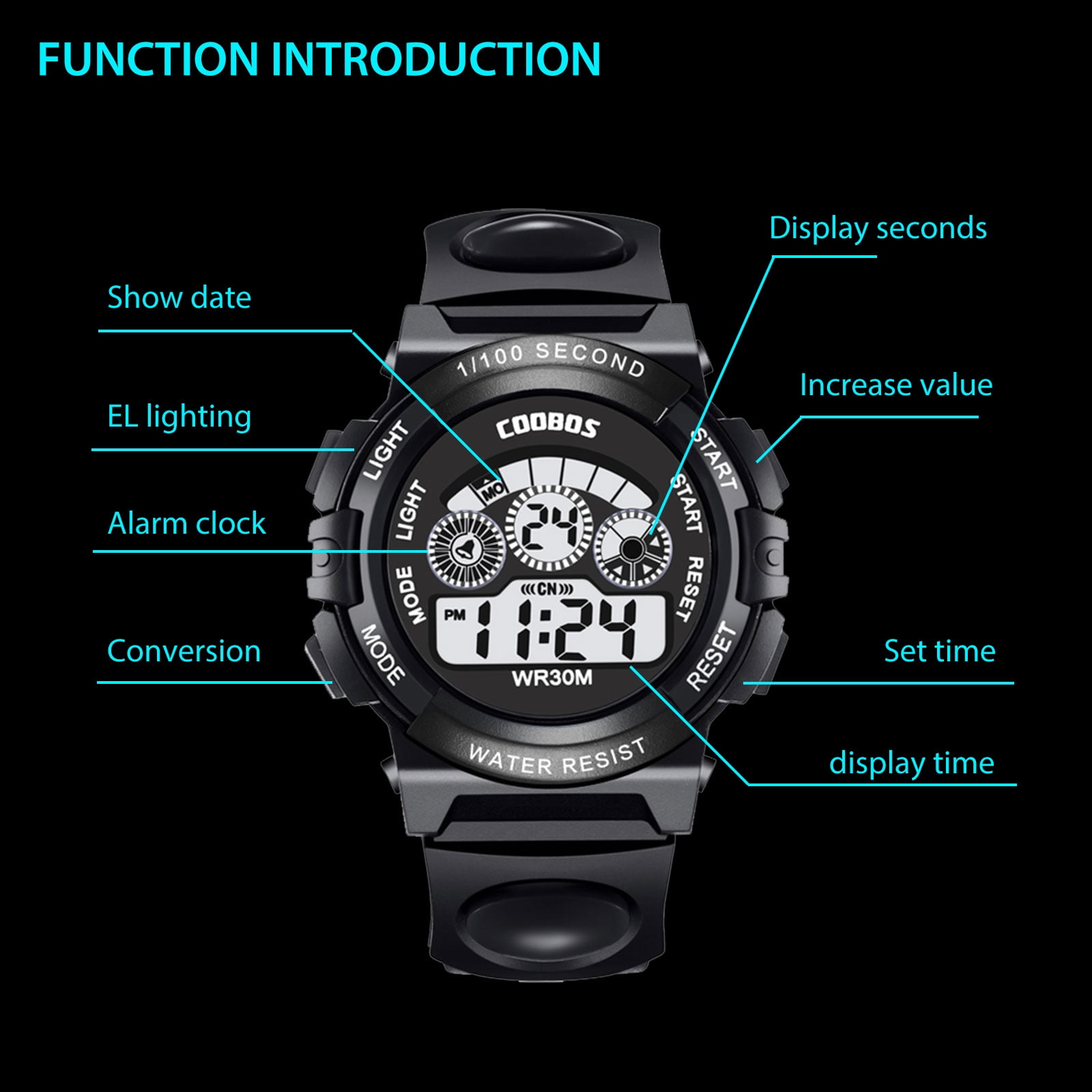 how to set the time on a digital watch with 4 buttons