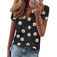 thumbnail image 1 of Avamo Ladies Blouse Short Sleeve Shirts Floral Tops Holiday Basic Tunic Shirt Elegant V Neck Tee Daisy Black XL, 1 of 2