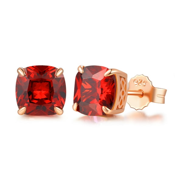 CDE 925 Sterling Silver Birthstone Earrings, Morning Dew 10mm CZ Square Stud Earrings, Jewelry Gift for Christmas Birthday Anniversary Valentine's Day, Earrings for Women Girlfriend Mom Wife Daughter