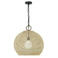 thumbnail image 2 of Golden Lighting 1078-L BLK-BB 20 in. Reed 1 Light Matte Black & Bamboo Large Pendant Ceiling Light, 2 of 5