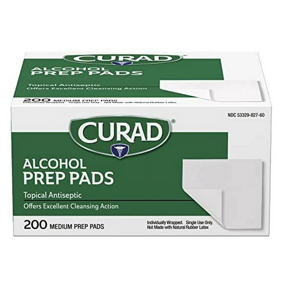 Curad Alcohol Prep Pads Swabs Antiseptic Wipes, 200 Ea