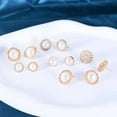 thumbnail image 6 of Meidiya 6 Pairs Stud Earrings Round Shiny Rhinestone Inlaid Electroplating All Match Decoration Gift Faux Pearl Flower Women Ear Studs Jewelry for Dating, 6 of 8