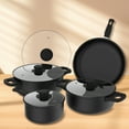 thumbnail image 1 of YOPTOP Induction Cookware Set 13 Pieces  Washable Brush Resistant Non-Stick Pans With Gumwood Handles  Kitchen Cookware Set With Frying Pan  Stewing Pot And Stockpot  Pan  Outdoor Set,Black, 1 of 7