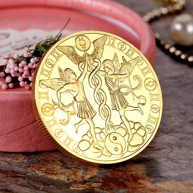 Regalo coleccionable de monedas conmemorativas chapadas en oro de constelación de 5 uds (Géminis) Tmvgtek Para estrenar