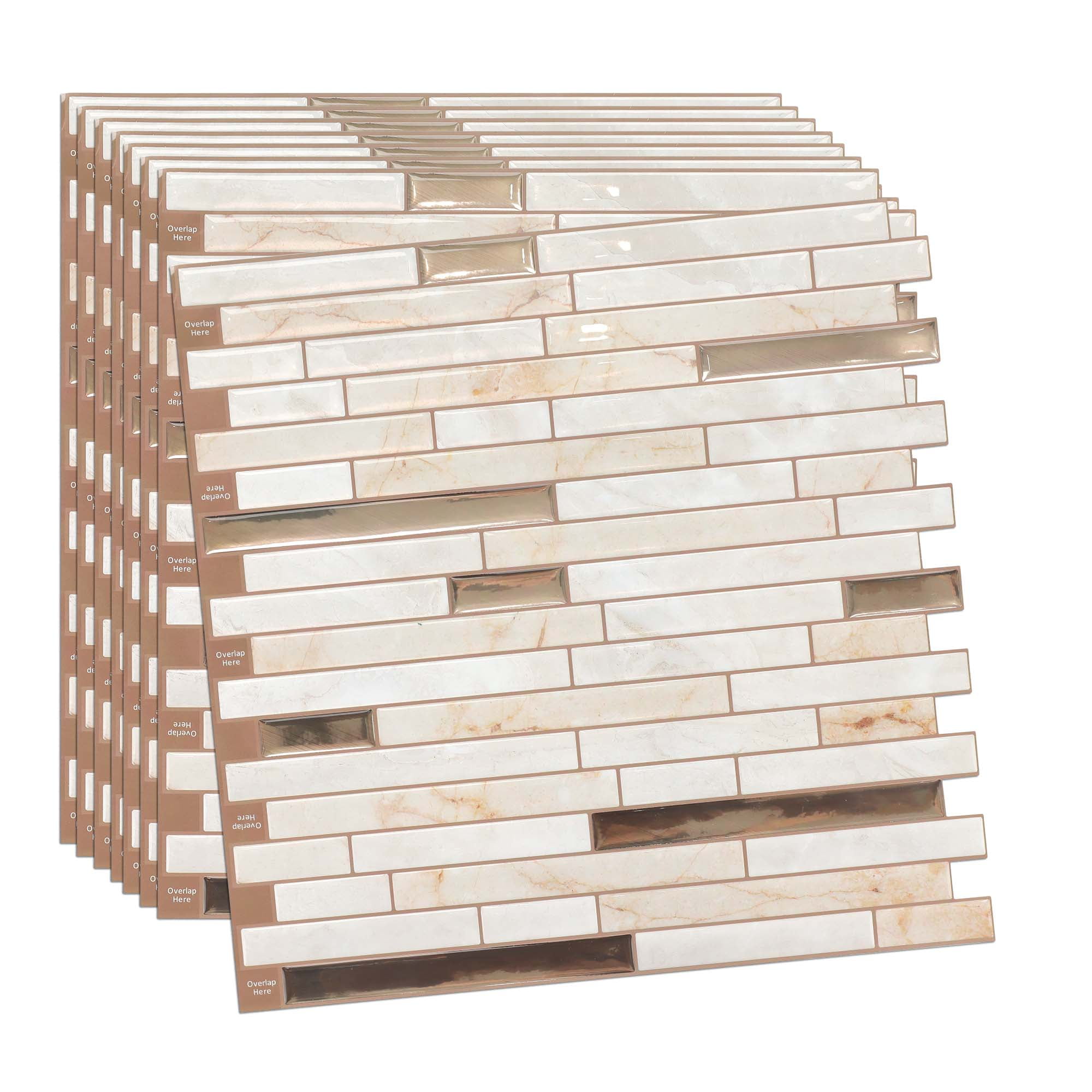 12×12in. Best Kitchen Peel and Stick Tile Backsplash Stone Beige (10 Sheets)