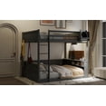 thumbnail image 6 of Harper & Bright Designs Low Bunk Bed Queen over Queen with Storage Shelves, Wood Bunk Bed with USB Charging Station and LED Light, Grey, 6 of 11
