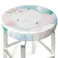 thumbnail image 3 of Bingfone13 Inch Padded Round Bar Stool Cover Cushion With Elastic Fabric Round Chair Seat - Cute Elephant Bunny Flying With Balloon, 3 of 7