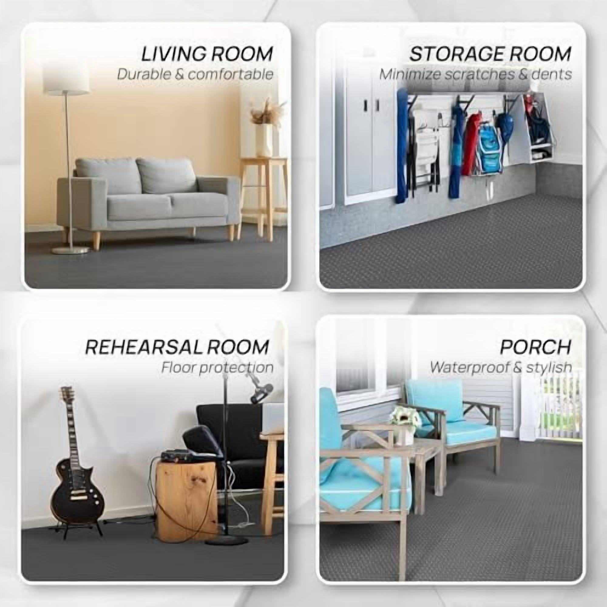 EVA Interlocking Mats, Puzzle Floor Tiles, Foam Floor Padding with Border for Furniture, Home Space, Living Room, Garage 11,15,32,99 SQFT