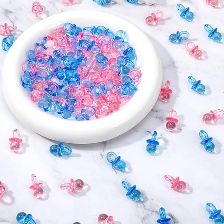 XIRQI 100Pcs Mini Acrylic Pacifiers,Pacifiers Chupones Para Baby Shower,Confetti Table Scatter Decoration Baby Party Boy Girl Gender Reveal Birthday Favors Table Decor Baby Shower Game Supplies