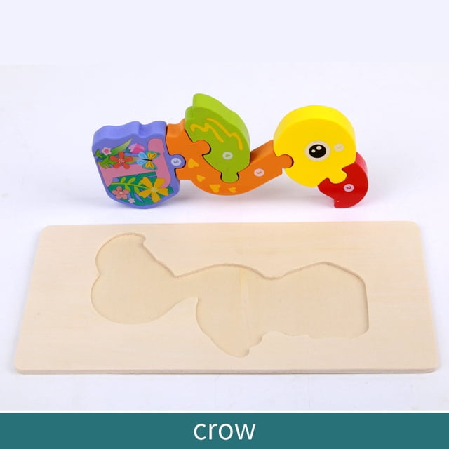 Juguetes educativos cognitivos de madera para educación temprana para niños, rompecabezas estéreo 3D con formas de animales de madera que se acumulan y combinan