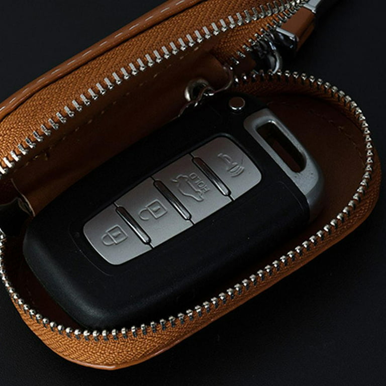 Car Key Case Brown, Smart Key Holder Pu Leather Car Key Chain Bag, Car  Keyfob Holder