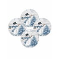 thumbnail image 7 of 13 Inch Round Placemats Set of 4, Blue Coastal Christmas Non Slip Heat Insulation PP Table Mats, Snowman Xmas Tree Starfish Vintage Washable Place Mats for Kitchen Dining Party Table Decor, 7 of 7