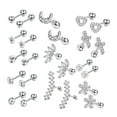 thumbnail image 1 of 24 piezas de pendientes de tuerca de cartílago Hugo Set Flatback Gifts Barbell Plata Aretes, 1 of 6