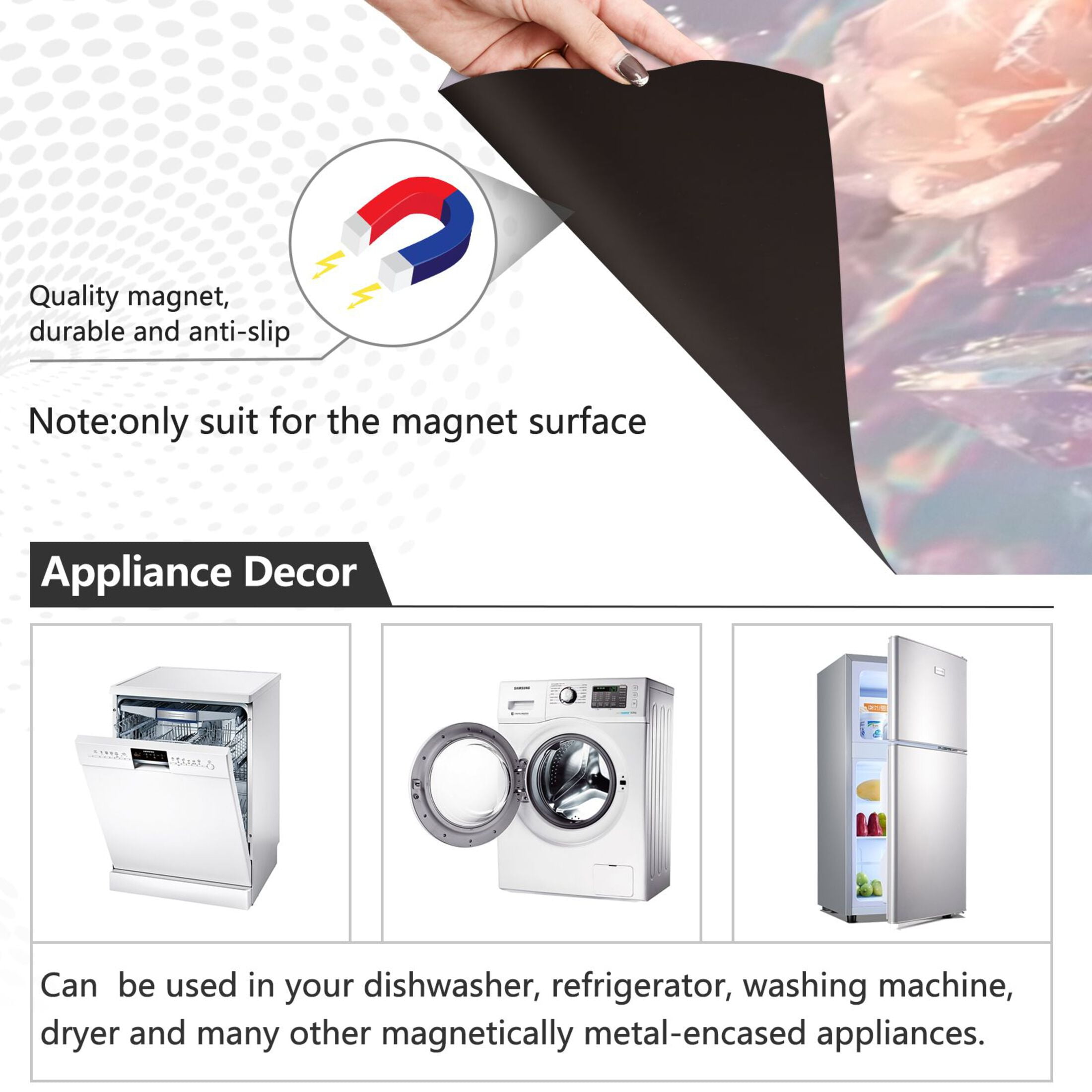 IAUYY Magnetic decorative sticker - 23x26 Inch PVC Refrigerator Decorative Cover, Removable DIY Art for Kitchen Appliances Crystal Drift