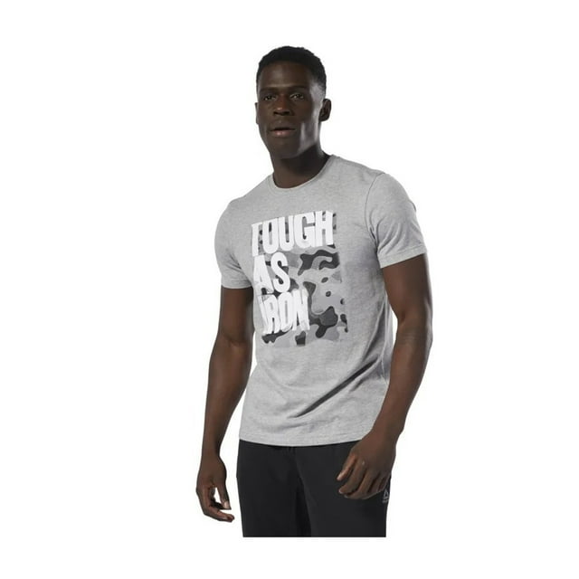 Reebok Tough As Iron Graphic - Camiseta para hombre, color gris, talla mediana