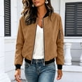 thumbnail image 6 of TGSLY Women's Bomber Jackets Lightweight Elastic Cuffs Long Sleeve Zip Up Coat Loose Fit Dressy Solid Color Suede Jackets with Pockets XXL, 6 of 8