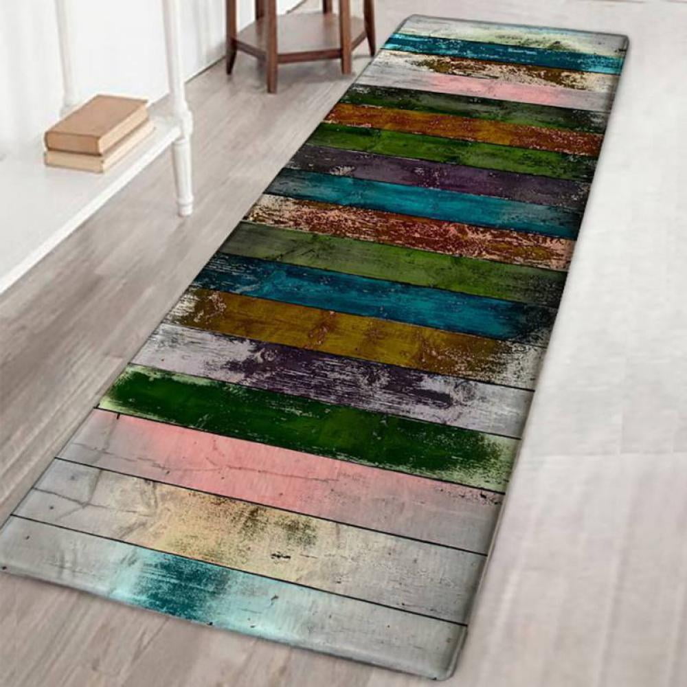 Details about   Faded Wooden Planks & Flowers Bath Mat Flannel Rugs Anti-slip Floor Mat Door Mat 