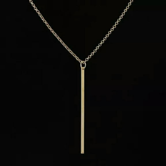 HOOUN Women Necklace Stick Pendant Hollow Long Link Chain Square Copper Strip Jewelry-Gold