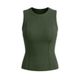 thumbnail image 3 of WCJM Square Neck Ribbed Tank Tops for Women 2026 Summer Sleeveless Basic Sweater Shirt Trendy Casual Outfits Women's Camis（Army Green,2XL）, 3 of 4