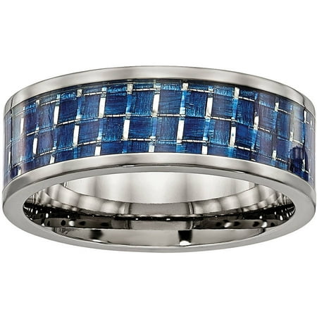 Primal Steel Titanium Polished w/ Blue Carbon Fiber Inlay Band