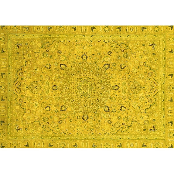 Ahgly Company Indoor Rectangle Abstract Yellow Modern Area Rugs, 7' x 10'