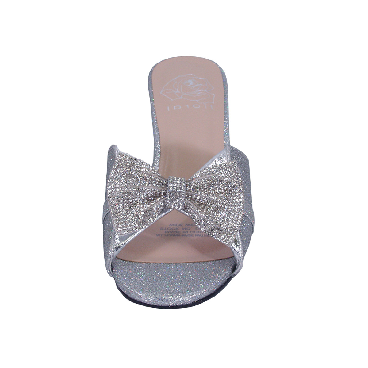 FLORAL Farrah Women Wide Width Rhinestone Bow Slip-On Pretty Ornate Block Heel Sandals