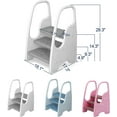 thumbnail image 3 of 3 Step Stool for Toddler,Kids Three Step Stool for Bathroom Sink or Kitchen Counter Standing Tower, Children Step Up Learning Helper with Safety Handles and Non-Slip Pads,Pink, 3 of 12