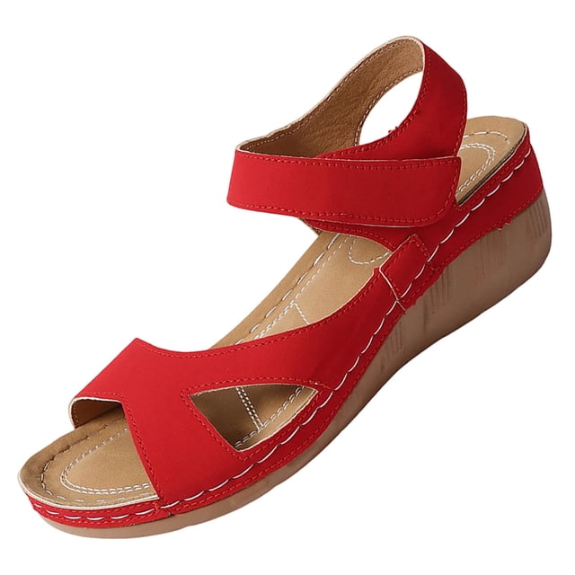 Sandalias de Tacón de Cuña para las Mujeres Open Toe Cutout Correas, Correa de Tobillo Sandalias para las Mujeres Casual Summer Beach