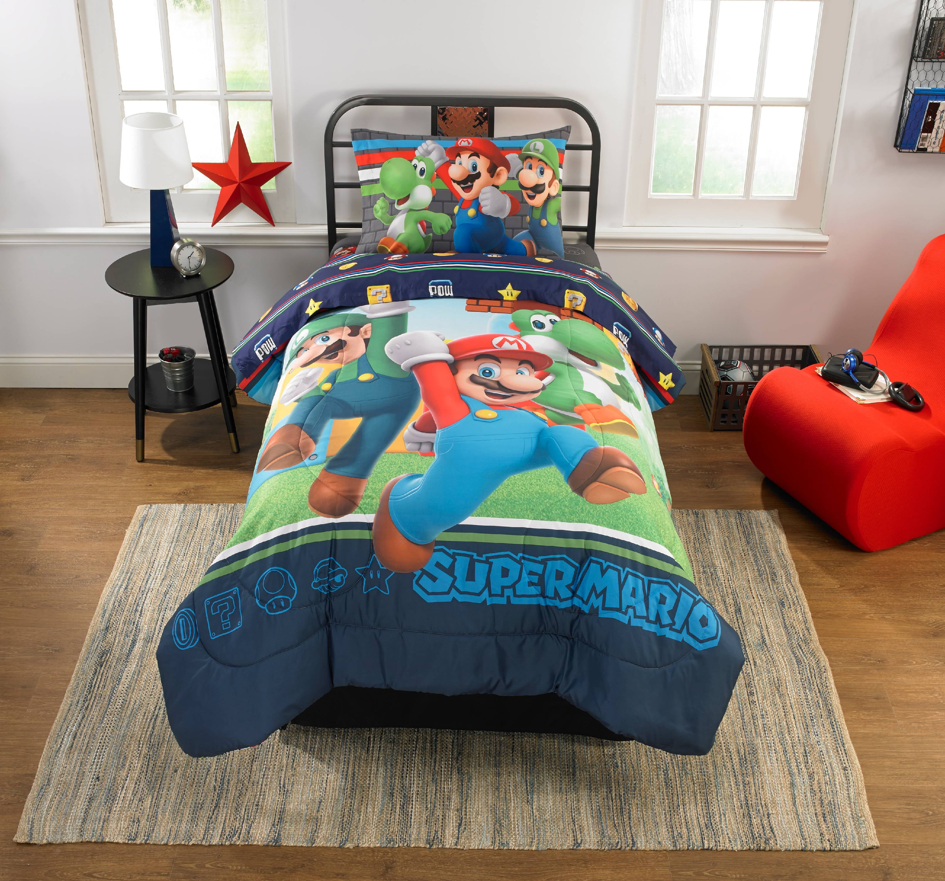 Super Mario Microfiber Comforter Kids Bedding Mario Luigi And
