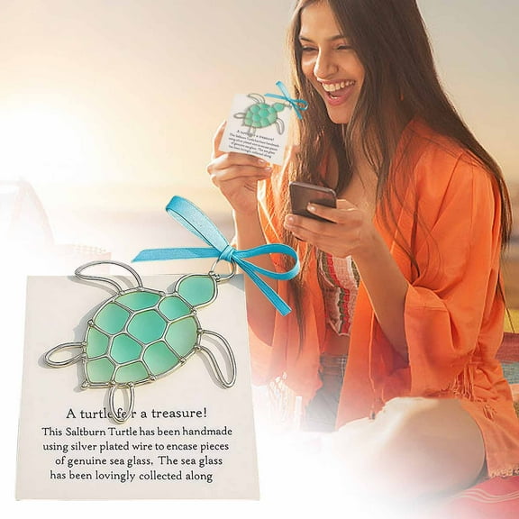 2D Sea Glass Turtle Gift - 3.1in Cute Turtle-Themed Sea Glass Decor, Perfect Present for Turtle Lovers & Beach Enthusiasts, Adds Coastal Ambiance to Home or Gift Collections, 8cm, B