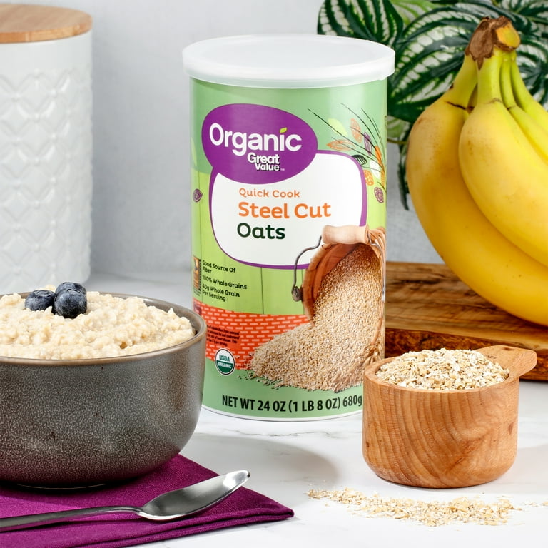 Great Value Organic Quick Cook Steel Cut Oats 24 oz Whole Grain