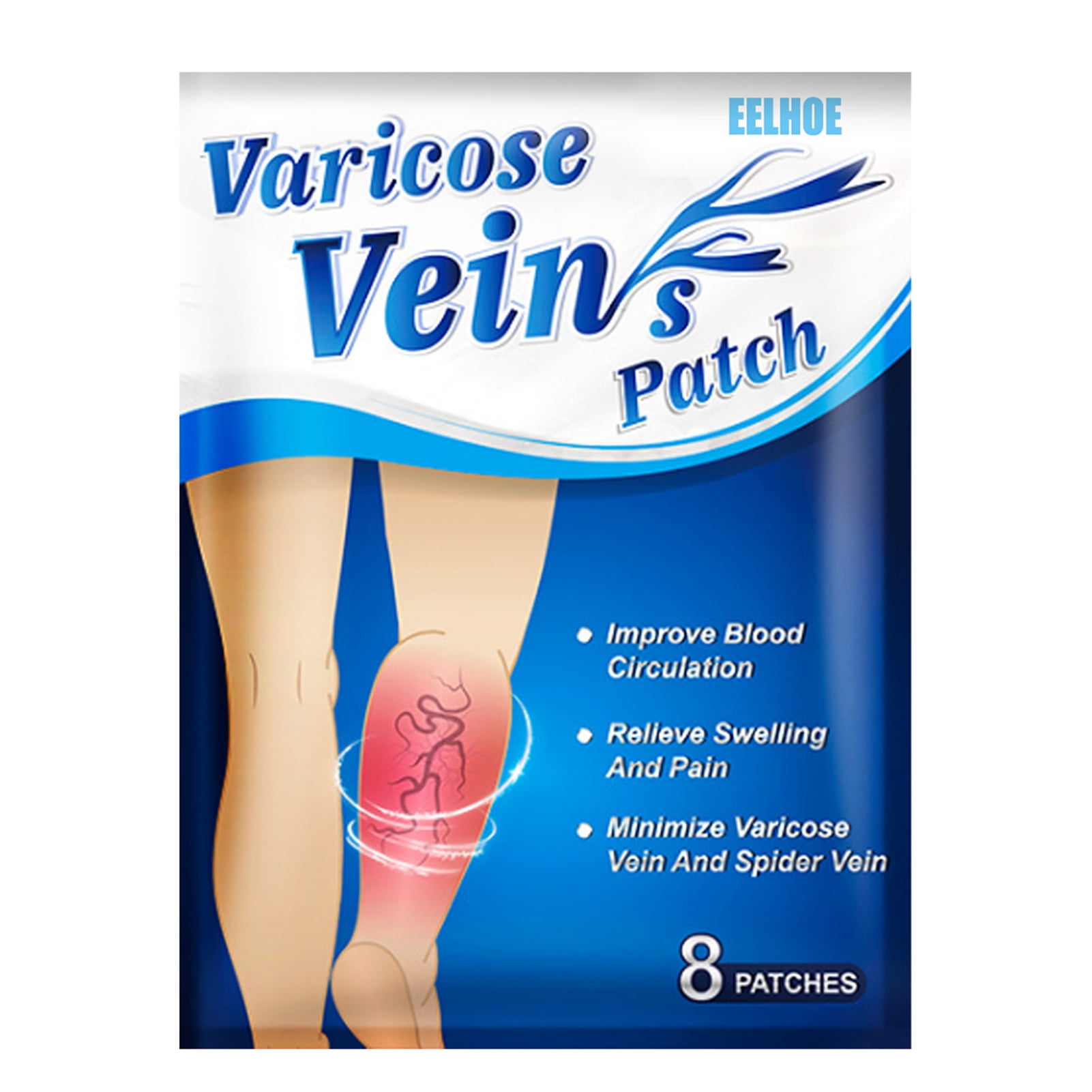 EELHOE 8Pcs Varicose Veins Patches Dredge Vein Smoothing Varicose Veins Reduce Swelling Relieve Pain