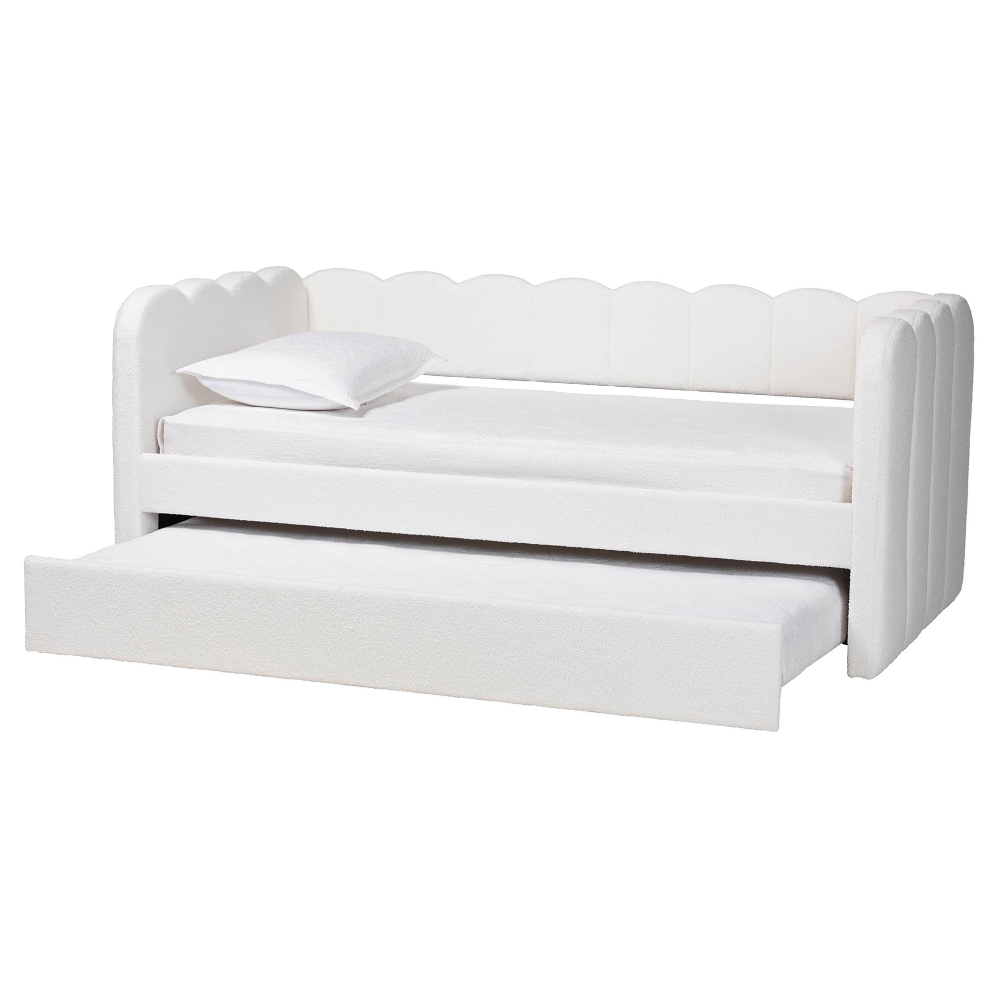Baxton Studio Palmer Modern Daybed with Trundle, Twin, Cream