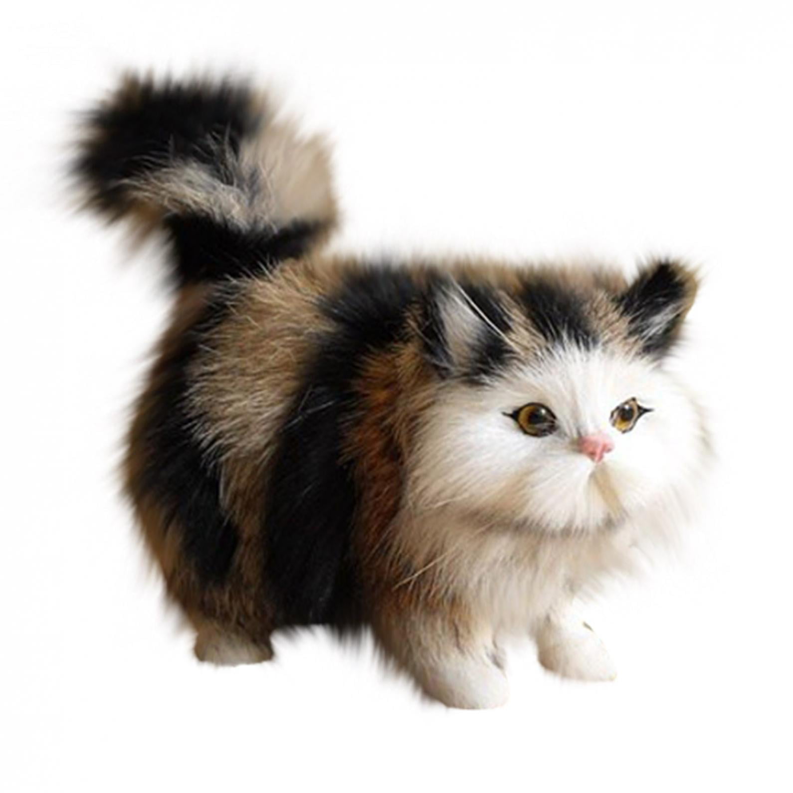 Simulation CAT Model Fur Cute Cat Home Decor Xmas Gift Black Forehead 