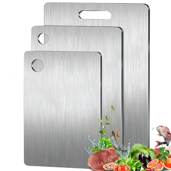 BPPEG Titanium Cutting Boards - 3 Pack 100% Pure Titanium Cutting Boards for Kitchen,Non-Slip Kitchen Chopping Board for Meat,Vegetables and Fruits,Scratch Resistant & Easy to Clean