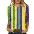thumbnail image 3 of Feancey Deal of The Day 3/4 Sleeve Tops for Women 2025 Trendy Mardi Gras Shirt Novelty Mask Print Graphic Tees Loose Crewneck Carnival Themed T-Shirts Parade Blouse Multicolor 3XL, 3 of 6