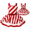 thumbnail image 4 of Aislor Girls Christmas Candy Cane Santa Sweetie Xmas Holiday Party Dance Figure Skating Tutu Dress Red 16, 4 of 7