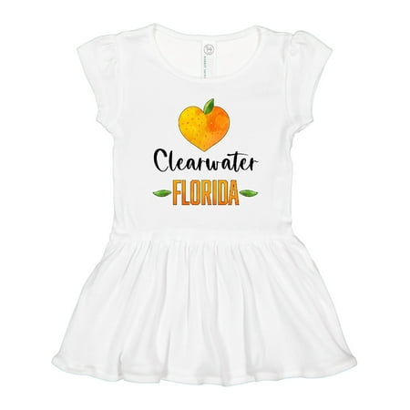 

Inktastic Clearwater Florida Orange in Heart Girls Toddler Dress