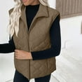 thumbnail image 6 of ZQGJB Womens Lightweight Puffer Vest with Pockets Full Zip Up Lapel Stand Collar Quilted Jacket Winter Warm Puffy Vests Outerwear Tops Khaki M, 6 of 9