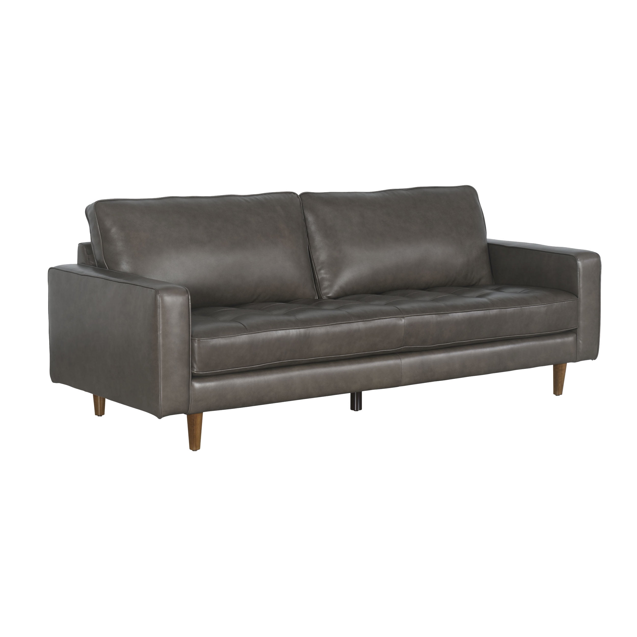 Devon & Claire Lorena Mid-Century Top Grain Leather Sofa, Gray