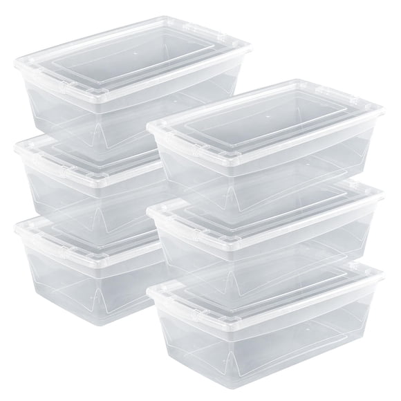 Guateplast - Juego de 6 Contenedores de Almacenamiento de Plástico 6Qt (6 litros) | Contenedores plásticos para organizar espacios | Caja de Plástico | Cajas Pl&aa