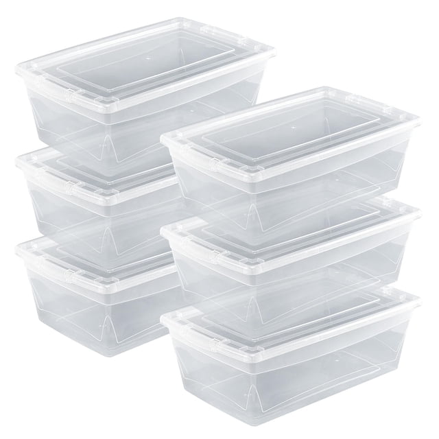 Guateplast - Juego de 6 Contenedores de Almacenamiento de Plástico 6Qt (6 litros) | Contenedores plásticos para organizar espacios | Caja de Plástico | Cajas Pl&aa