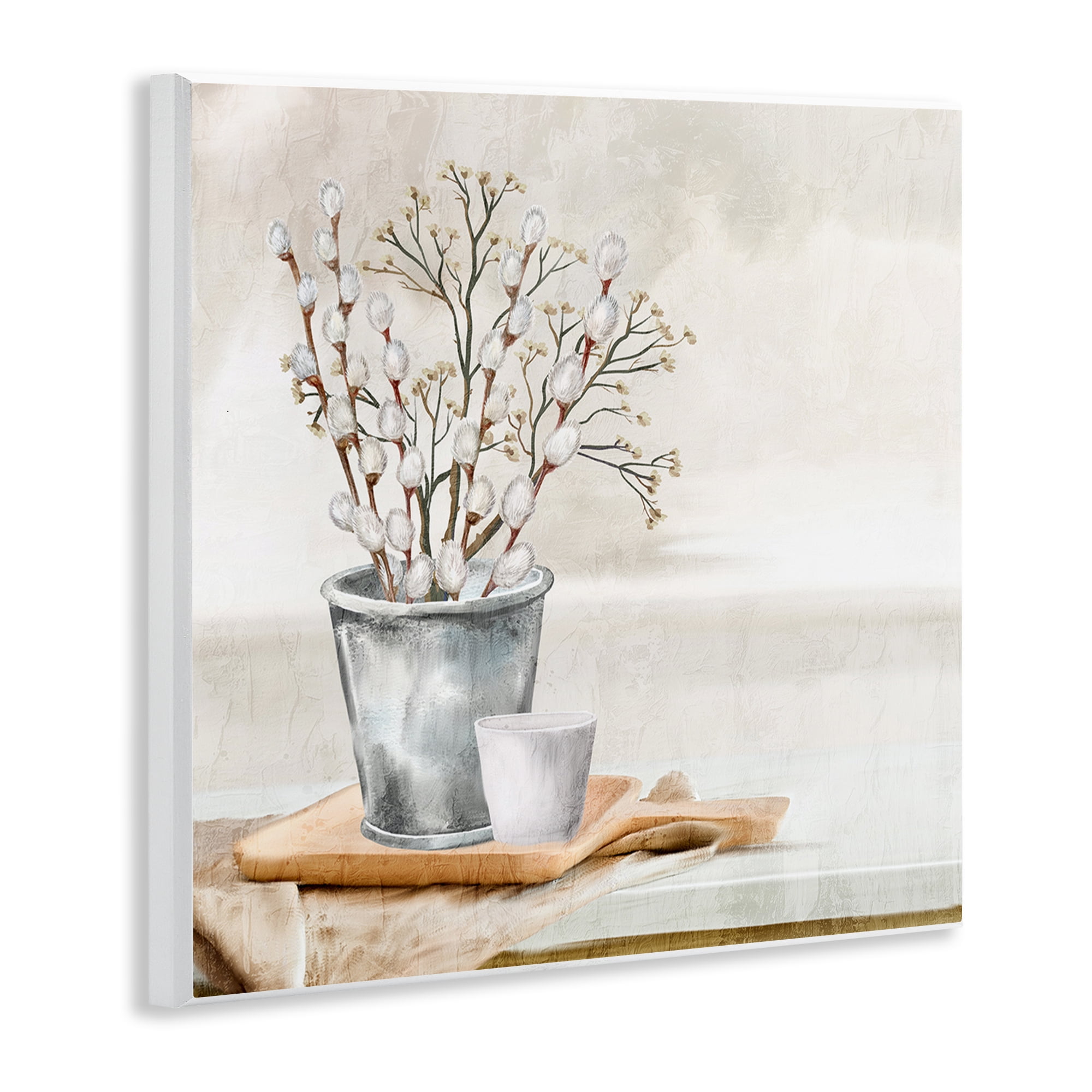 Stupell Industries Pussy Willow Still Life Botanical & Floral Painting Unframed Art Print Wall Art, 12 x 12