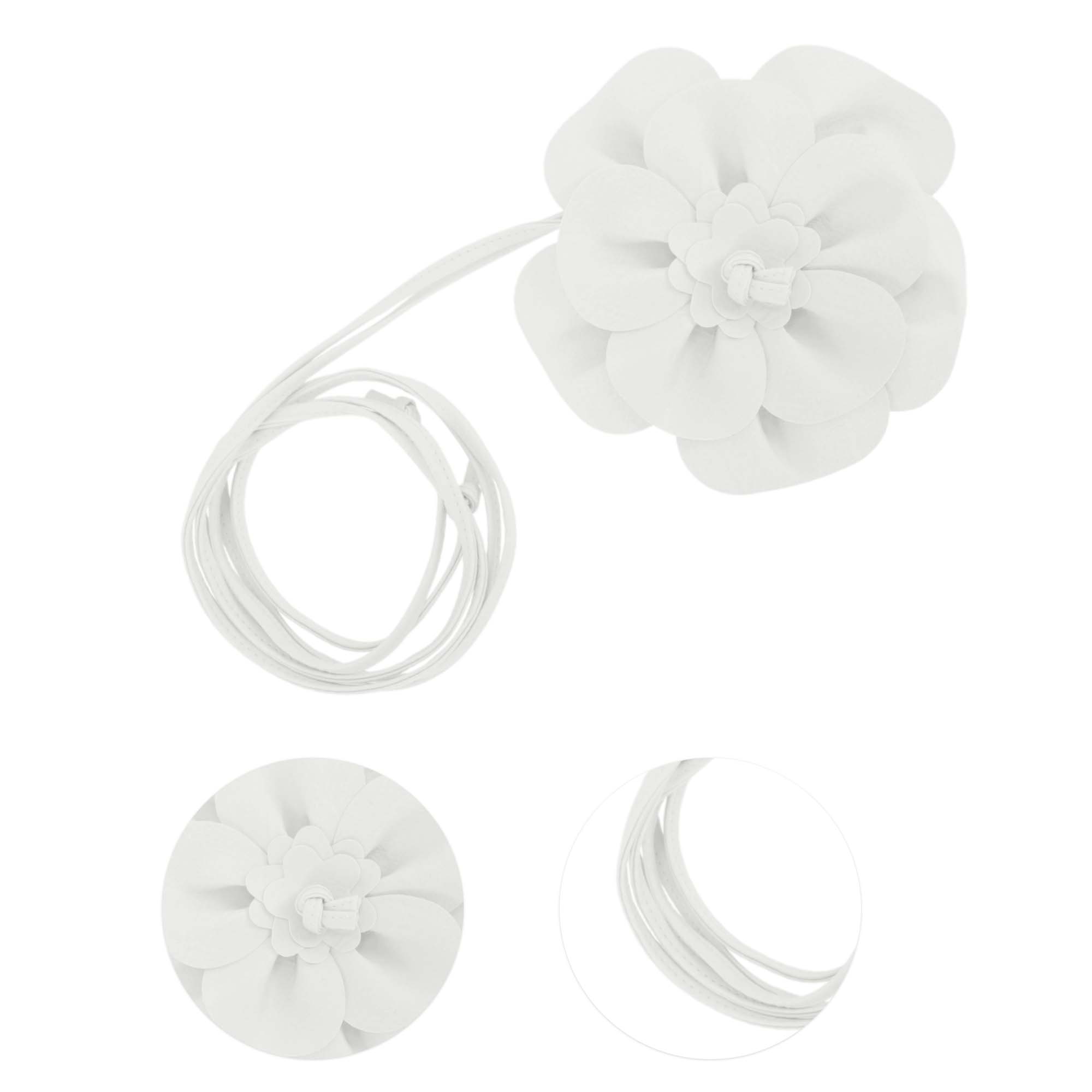 Unique Bargains Flower Adjustable Waist Belt for Fashionable Outfits White