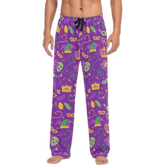 GZHJMY Mardi Gras Pajama Pants for Men, Lounge Pants Lightweight Men Pajama Bottoms with Drawstring Pockets, Christmas New Year Birthday Gifts, Large