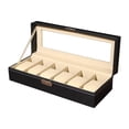 thumbnail image 3 of Bunblic Watch Box Organizer Watches Storage Organizer PU Leather Multifunctional Showcase Watch Organizer Holder for Men Shop Display 6 bits, 3 of 8