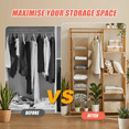 thumbnail image 5 of 6-Shelf Hanging Closet Organizer in Beige — Fabric Storage with Bamboo Inserts & Side Pockets, 47" Vertical Storage for Clothes, Shoes & Accessories, 5 of 7