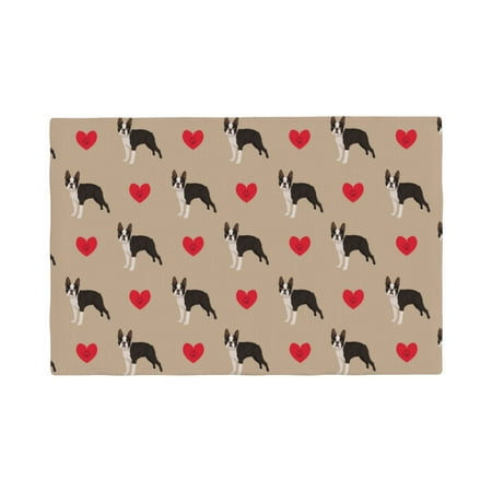 

Placemats Set of 4 Dog boston terrier heart cute Place mats for Dining Table Indoor/Outdoor Cute Heat Resistant Washable Table Mats(18 x 12 )