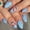 No tools, variant on Short almond-shaped nails with blue cherry design, cute false nails, elegant and sweet press-on nails, 24 pieces