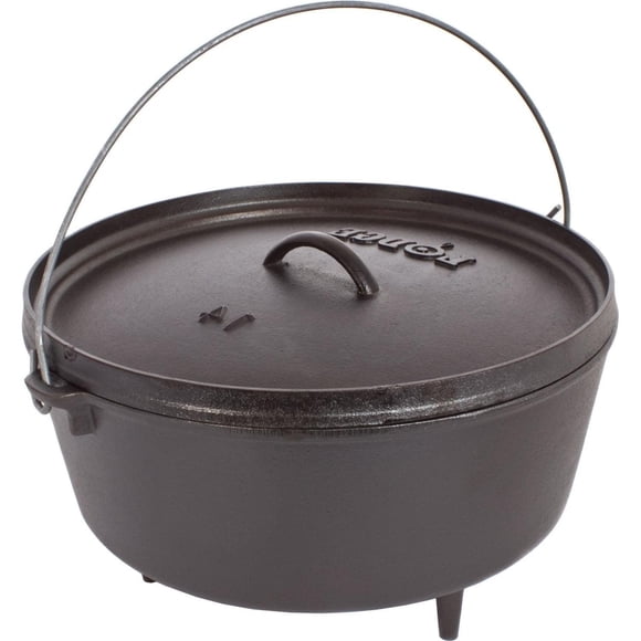 Lodge - Horno holandés de hierro fundido presazonado de 10 cuartos con tapa, doble asa, uso en el ho